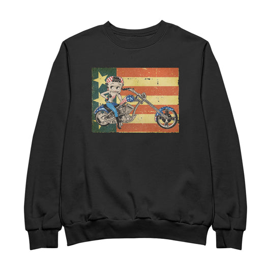 Betty Boop Motorcycle Stars and Stripes Men's Sweatshirt