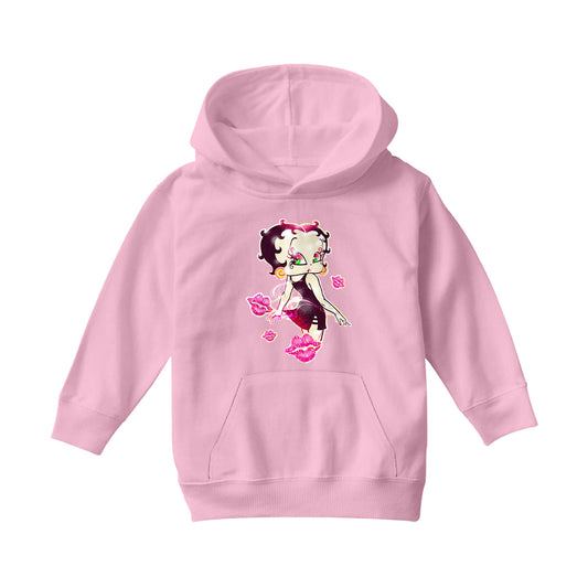 Betty Boop Blowing Shiny Kisses Kids Hooded Sweatshirt