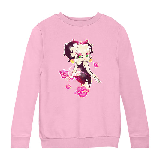Betty Boop Blowing Shiny Kisses Kids Sweatshirt
