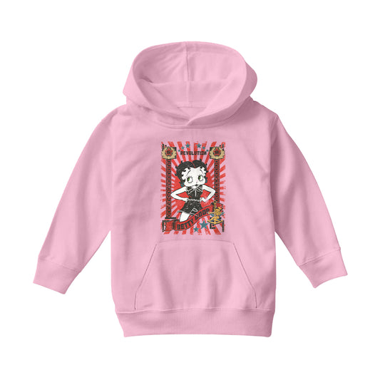 Betty Boop Revolution Poster Style Kids Hooded Sweatshirt