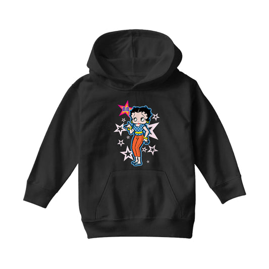 Betty Boop Pink Stars and Polka Dots Kids Hooded Sweatshirt