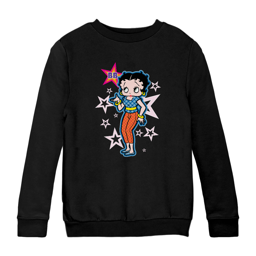 Betty Boop Pink Stars and Polka Dots Kids Sweatshirt