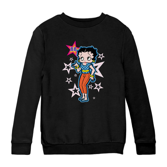 Betty Boop Pink Stars and Polka Dots Kids Sweatshirt