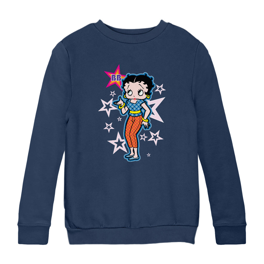 Betty Boop Pink Stars and Polka Dots Kids Sweatshirt