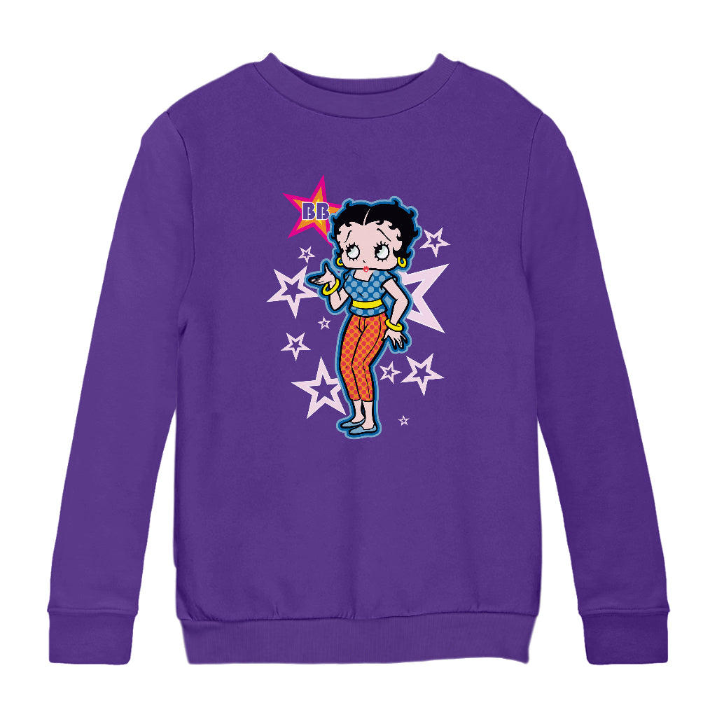 Betty Boop Pink Stars and Polka Dots Kids Sweatshirt