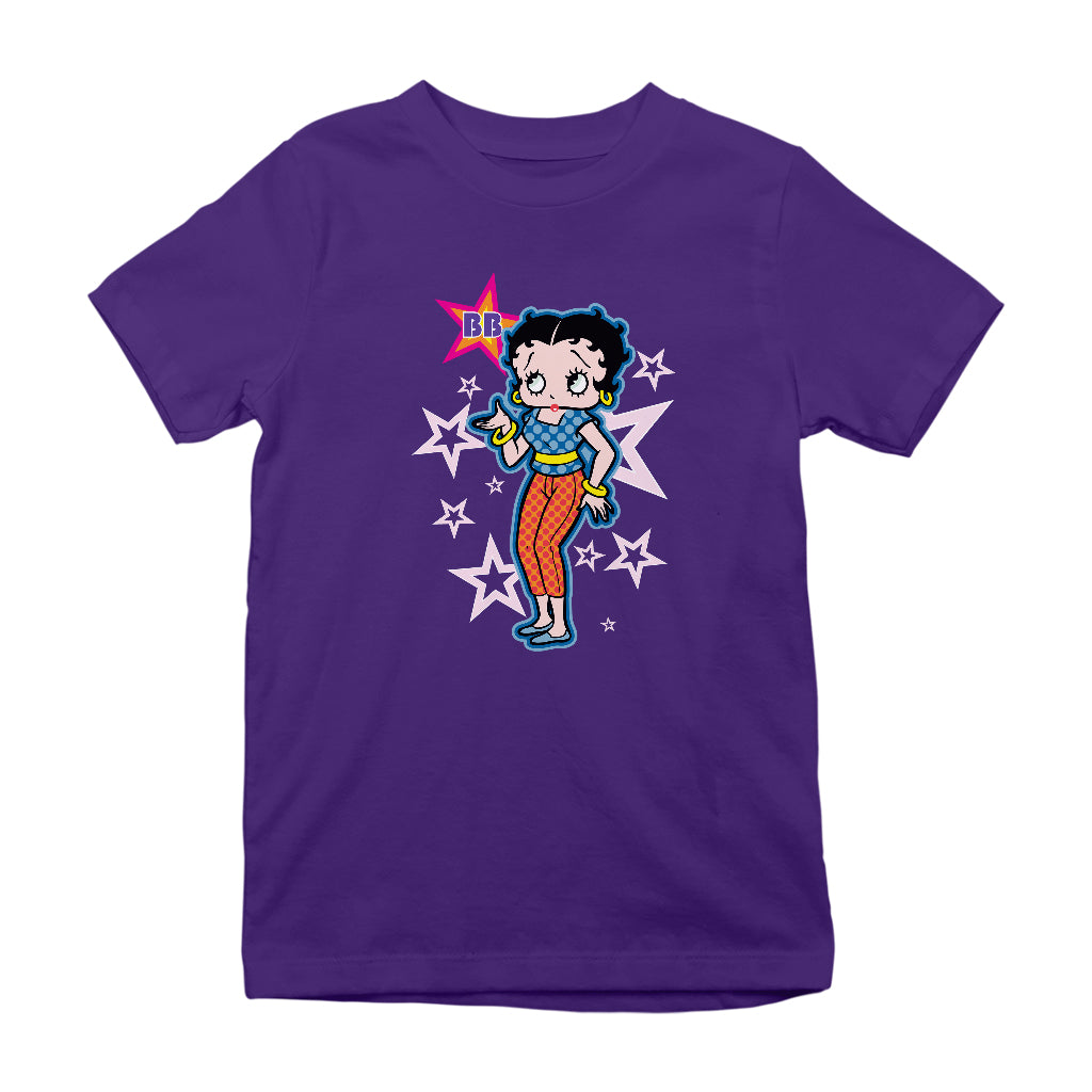Betty Boop Pink Stars and Polka Dots Kids T-Shirt
