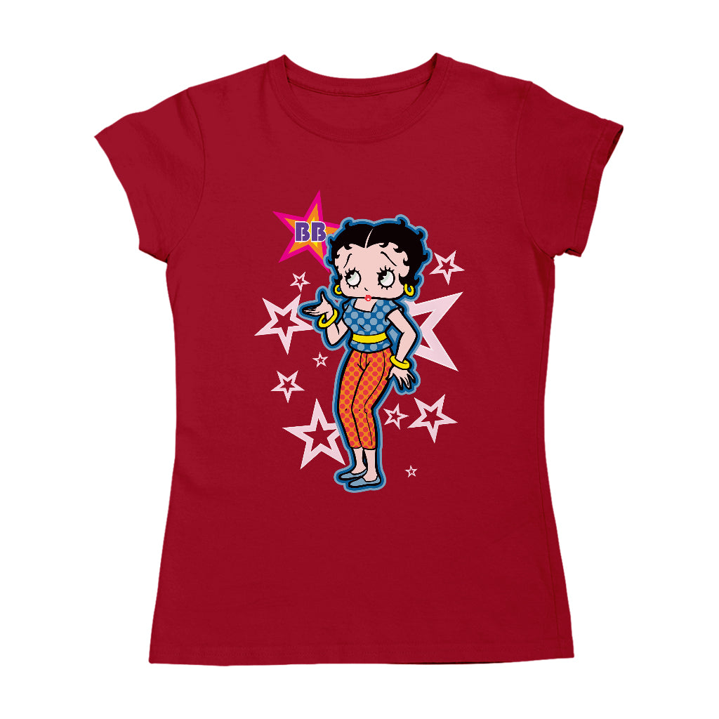Betty Boop Pink Stars and Polka Dots Women's T-Shirt