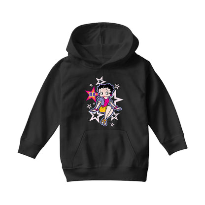 Betty Boop Sitting Stars and Dots Kids Hooded Sweatshirt
