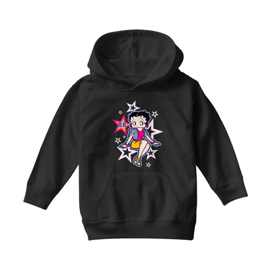 Betty Boop Sitting Stars and Dots Kids Hooded Sweatshirt