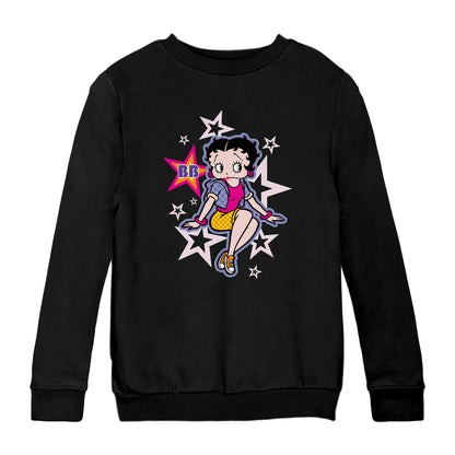 Betty Boop Sitting Stars and Dots Kids Sweatshirt