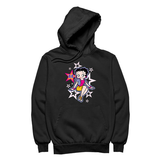 Betty Boop Sitting Stars and Dots Men's Hooded Sweatshirt
