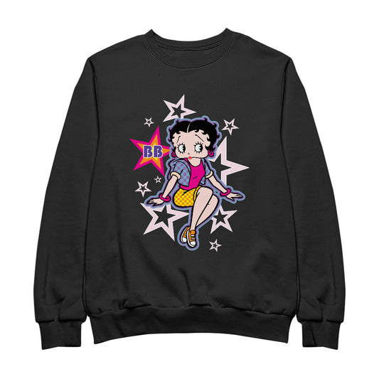 Betty Boop Sitting Stars and Dots Men's Sweatshirt