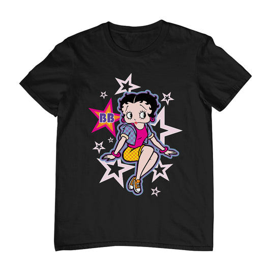 Betty Boop Sitting Stars and Dots Men's T-Shirt