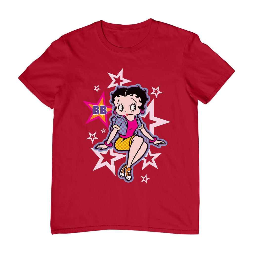 Betty Boop Sitting Stars and Dots Men's T-Shirt
