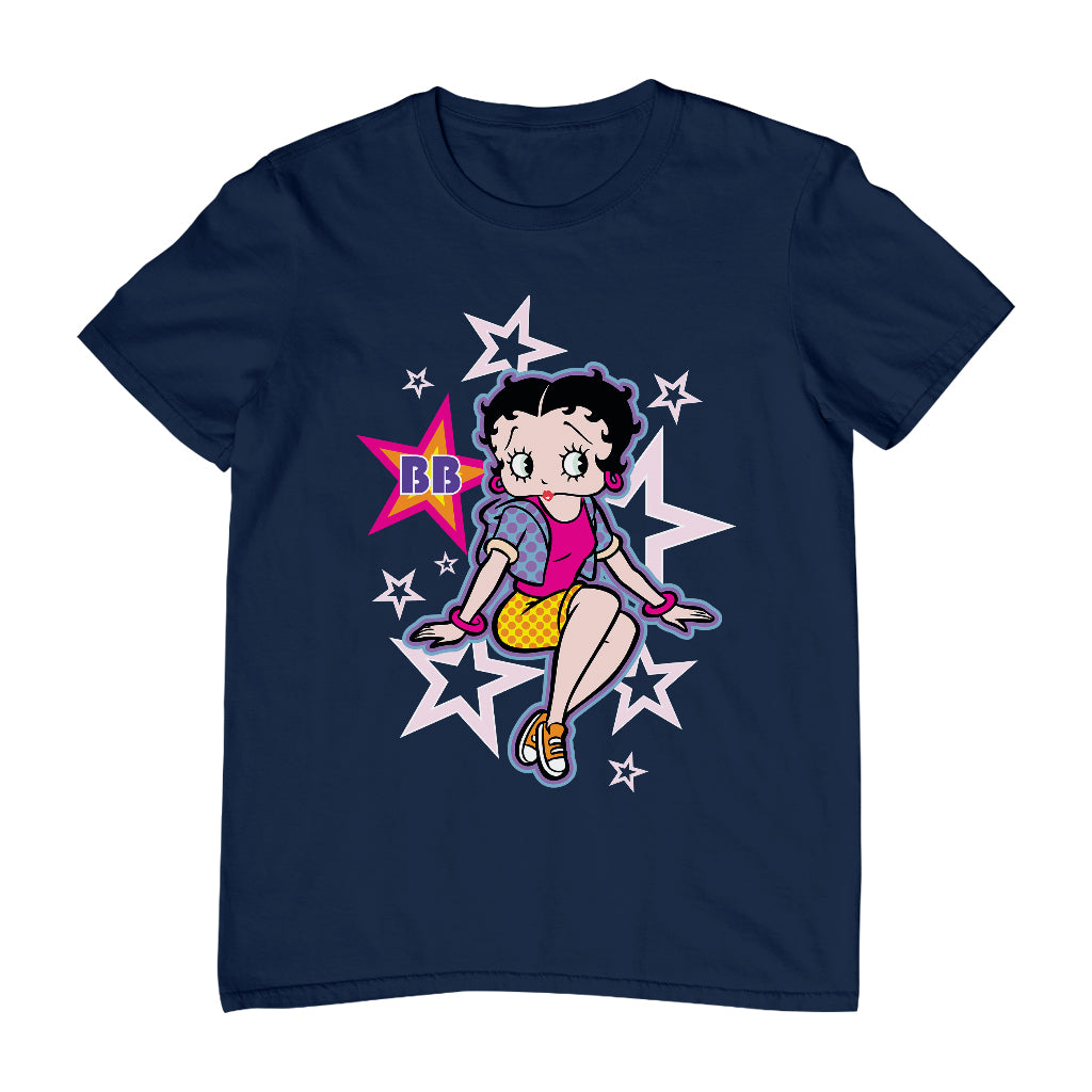 Betty Boop Sitting Stars and Dots Men's T-Shirt