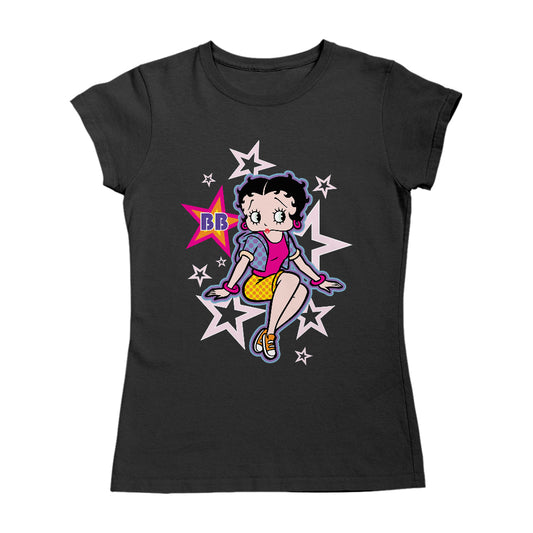 Betty Boop Sitting Stars and Dots Women's T-Shirt