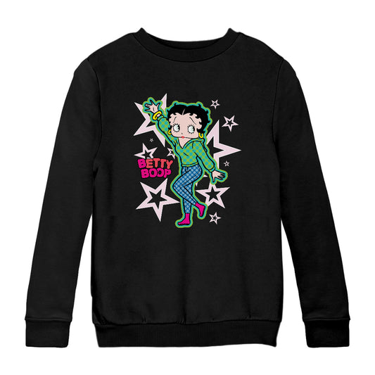 Betty Boop Green Top Stars And Dots Kids Sweatshirt