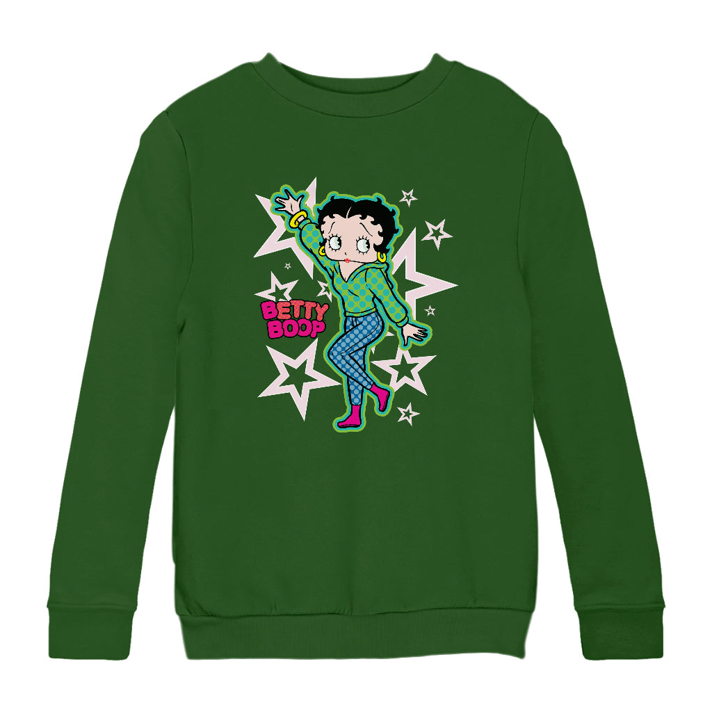 Betty Boop Green Top Stars And Dots Kids Sweatshirt