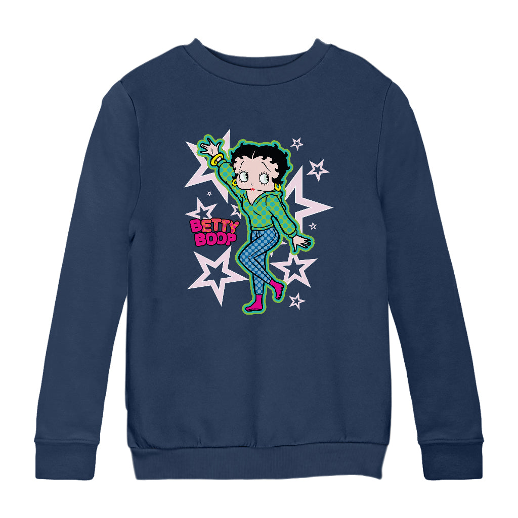 Betty Boop Green Top Stars And Dots Kids Sweatshirt