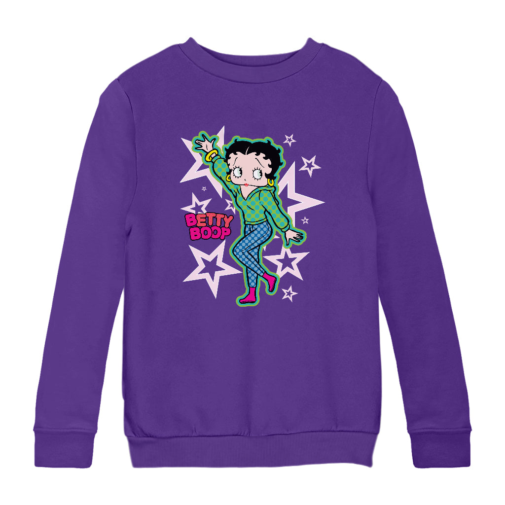Betty Boop Green Top Stars And Dots Kids Sweatshirt