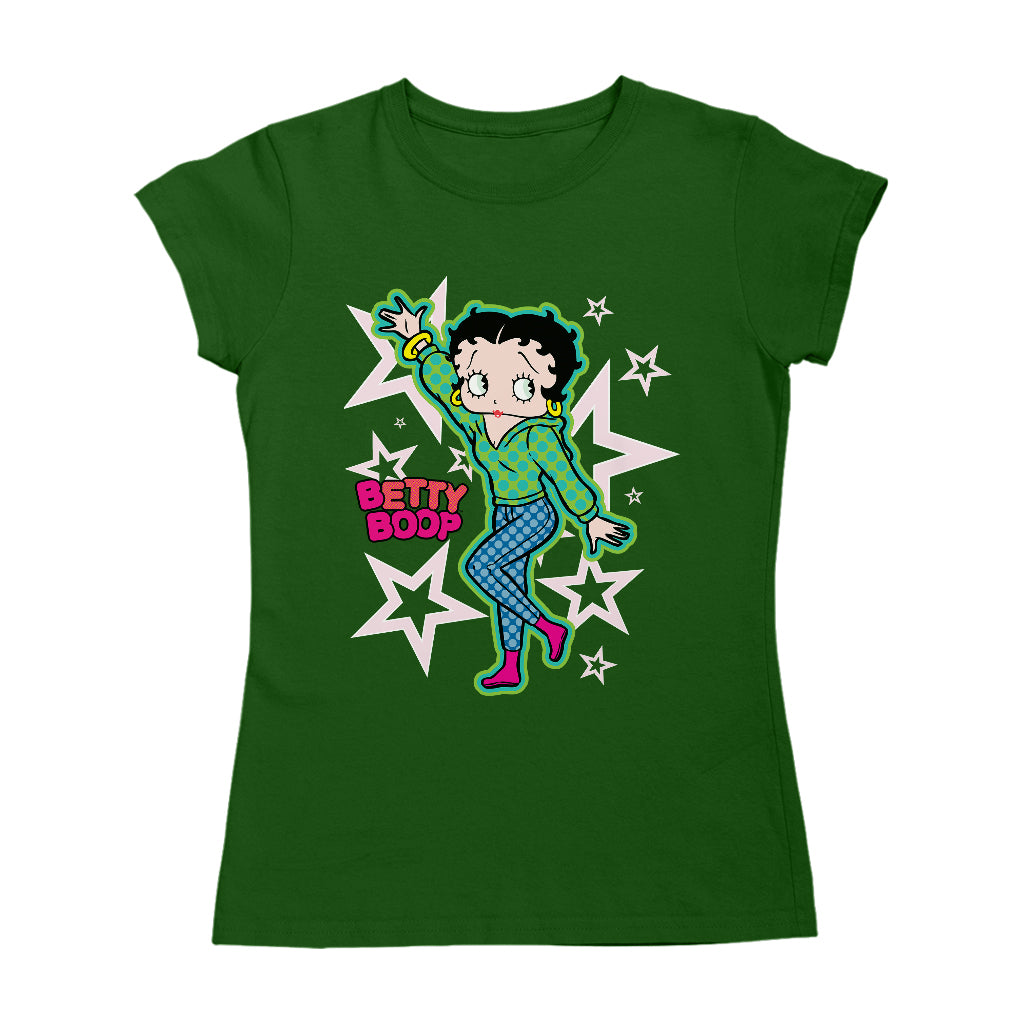 Betty Boop Green Top Stars And Dots Women's T-Shirt