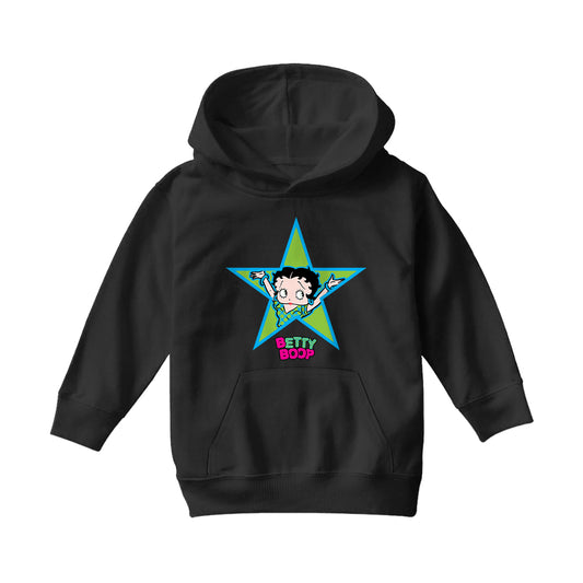 Betty Boop Green And Blue Star Kids Hooded Sweatshirt