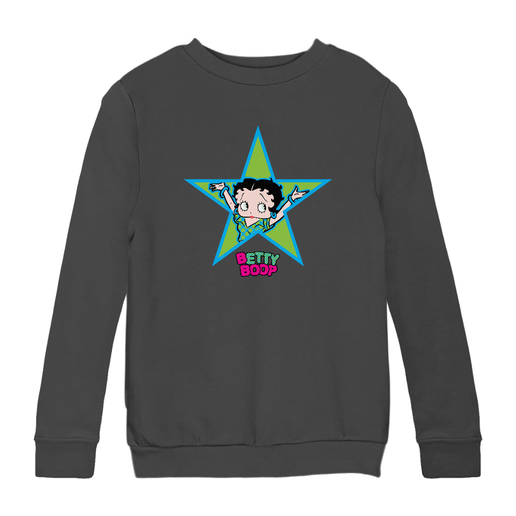 Betty Boop Green And Blue Star Kids Sweatshirt