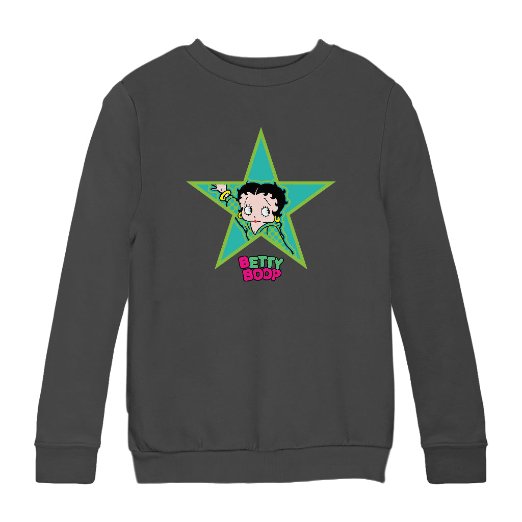 Betty Boop Big Green Star Kids Sweatshirt