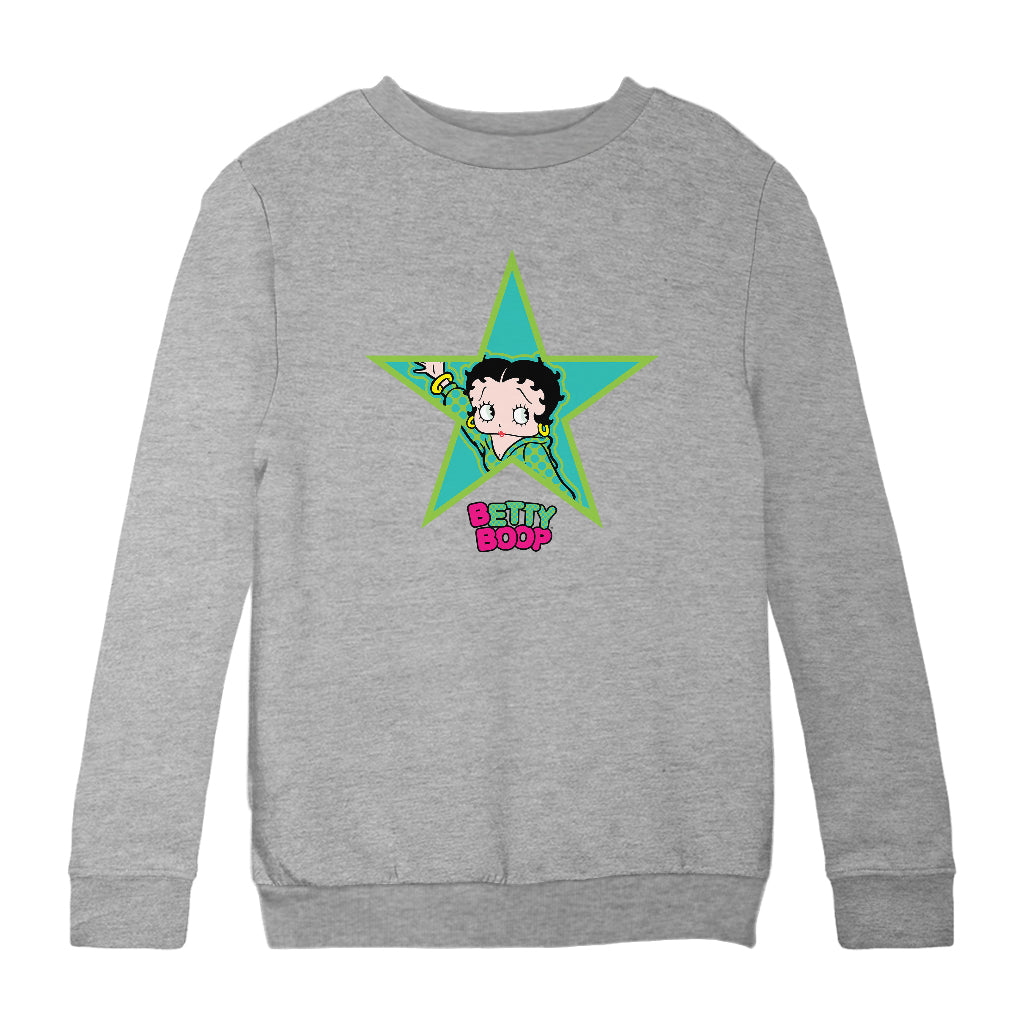 Betty Boop Big Green Star Kids Sweatshirt