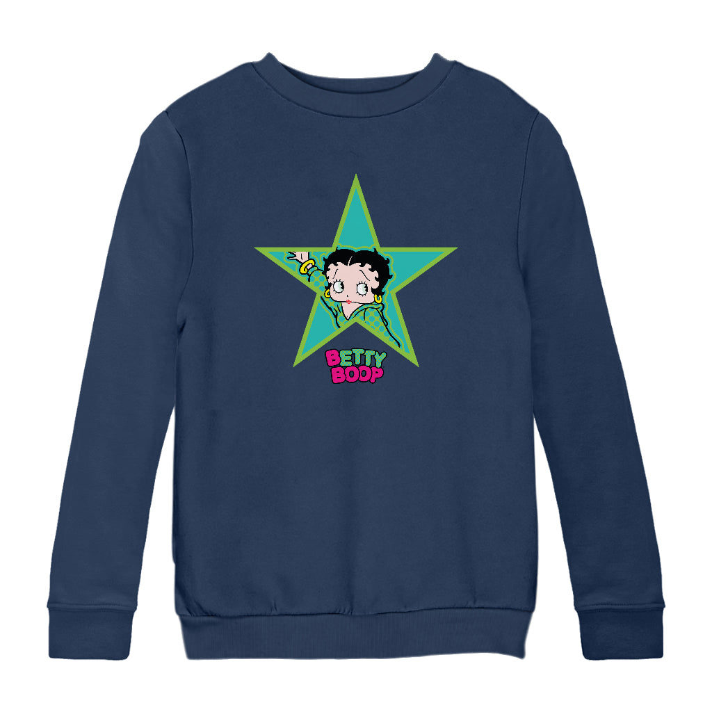 Betty Boop Big Green Star Kids Sweatshirt