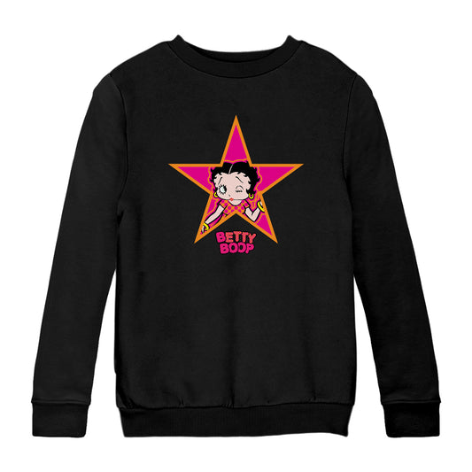Betty Boop Pink And Orange Star Kids Sweatshirt