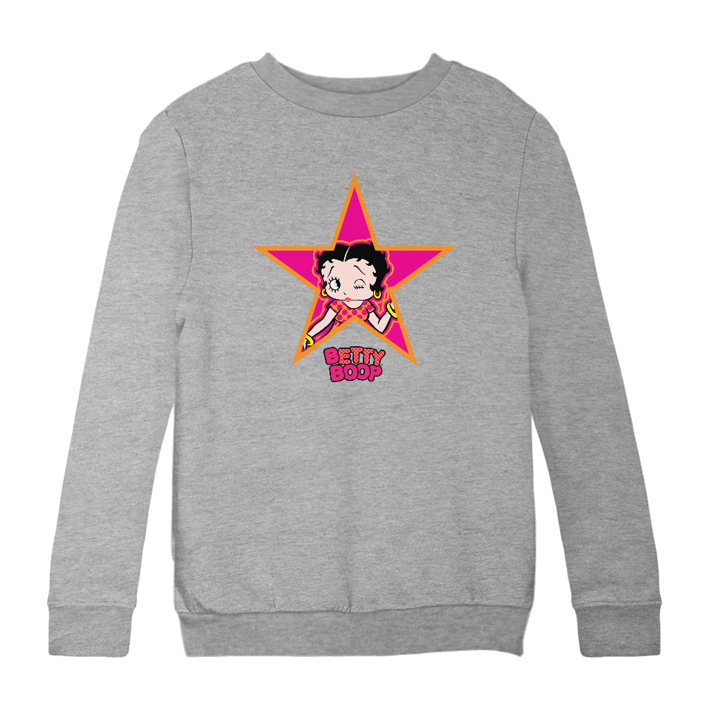 Betty Boop Pink And Orange Star Kids Sweatshirt