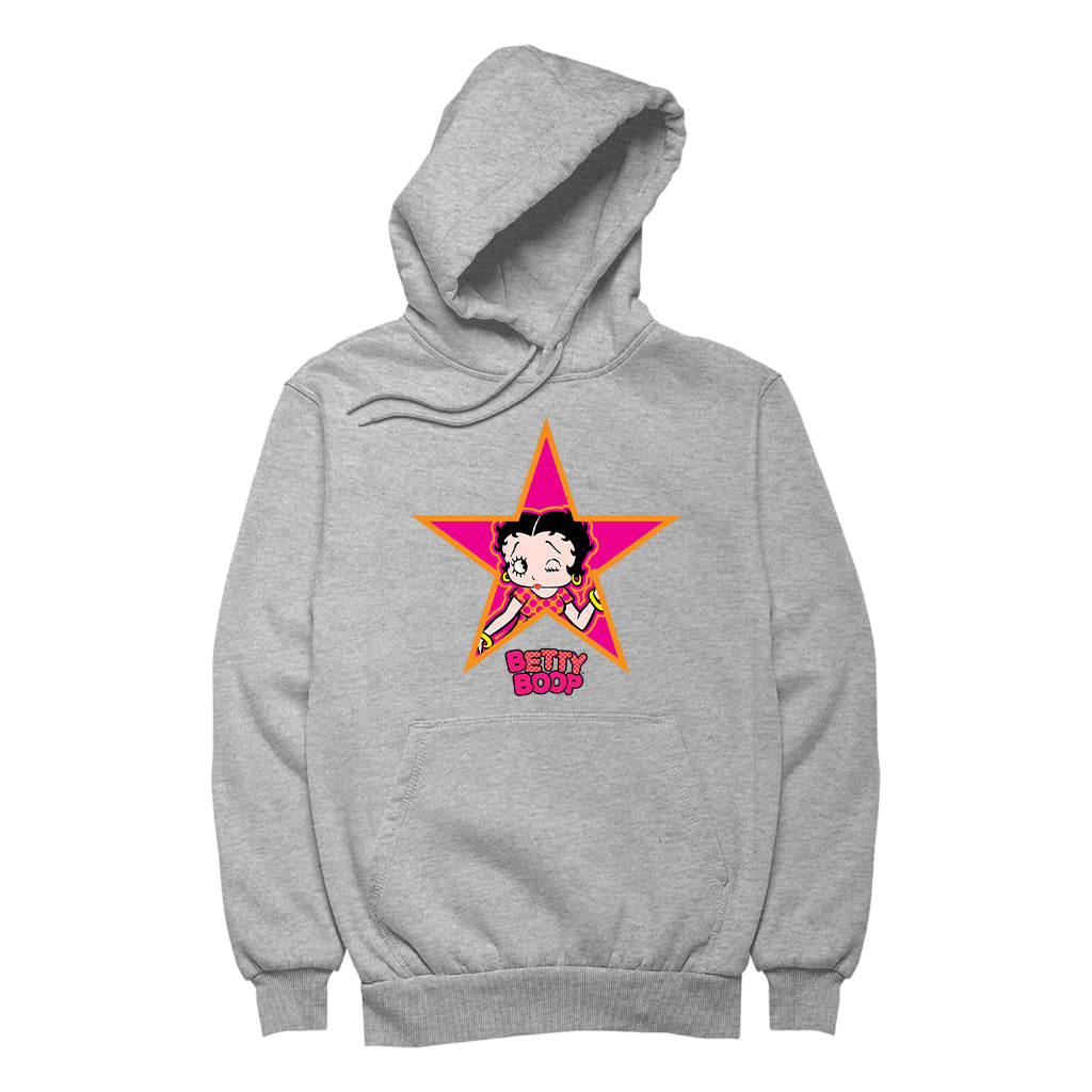 Betty Boop Pink And Orange Star Men's Hooded Sweatshirt