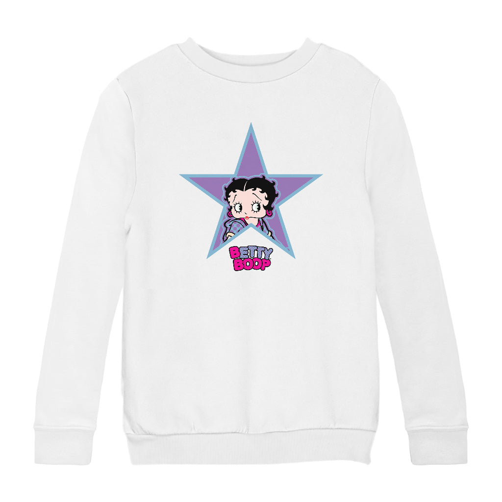 Betty Boop Purple And Blue Star Kids Sweatshirt