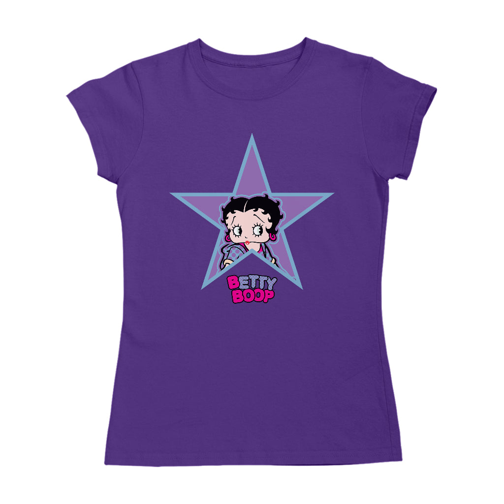 Betty Boop Purple And Blue Star Women's T-Shirt