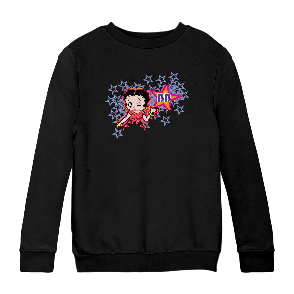 Betty Boop Purple Stars And Dots Kids Sweatshirt