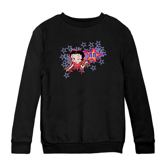 Betty Boop Purple Stars And Dots Kids Sweatshirt