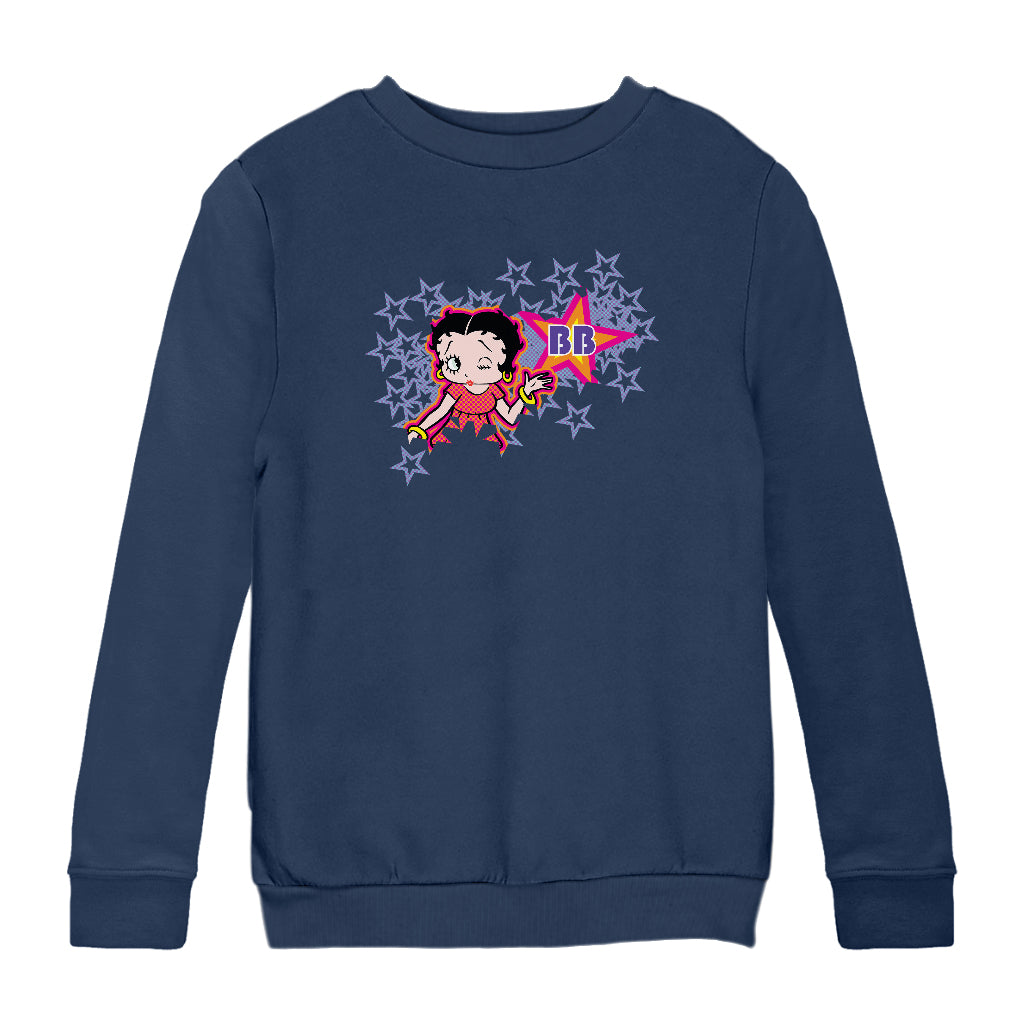 Betty Boop Purple Stars And Dots Kids Sweatshirt