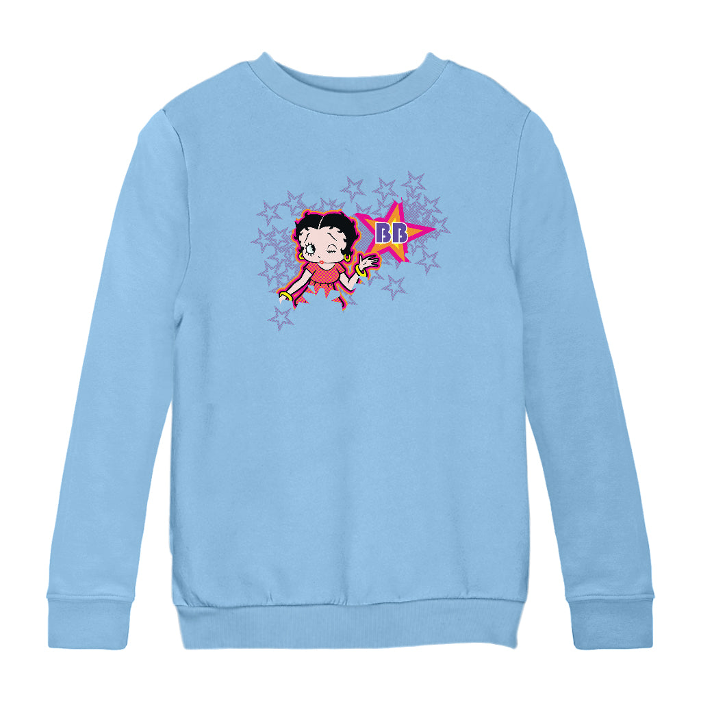 Betty Boop Purple Stars And Dots Kids Sweatshirt