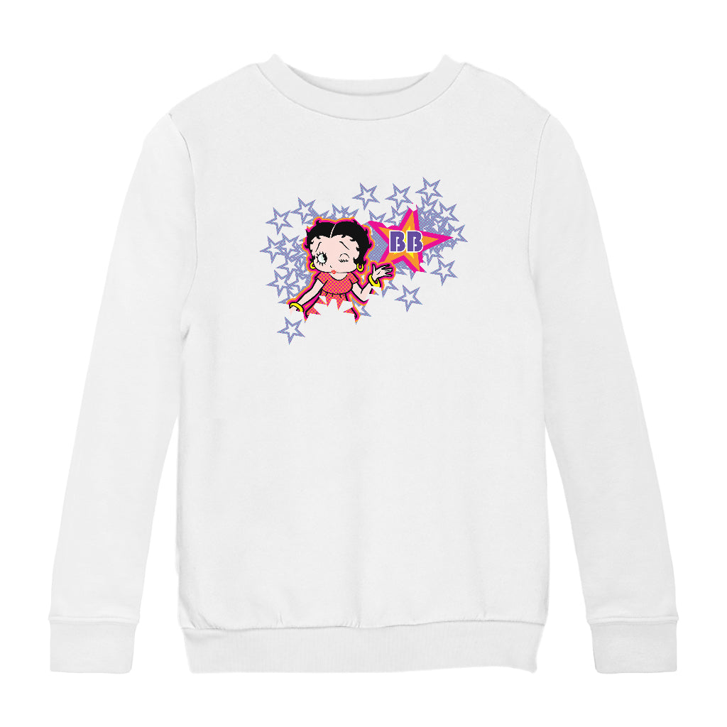 Betty Boop Purple Stars And Dots Kids Sweatshirt