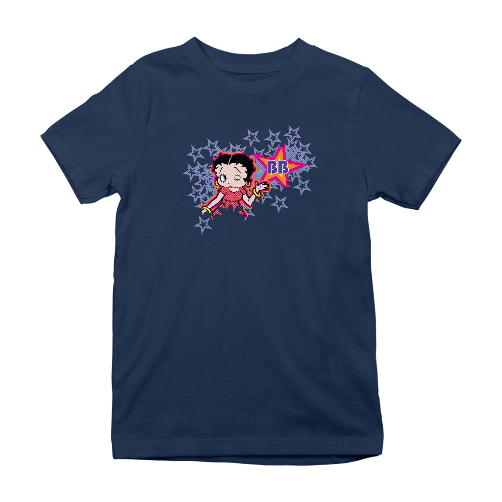 Betty Boop Purple Stars And Dots Kids T-Shirt
