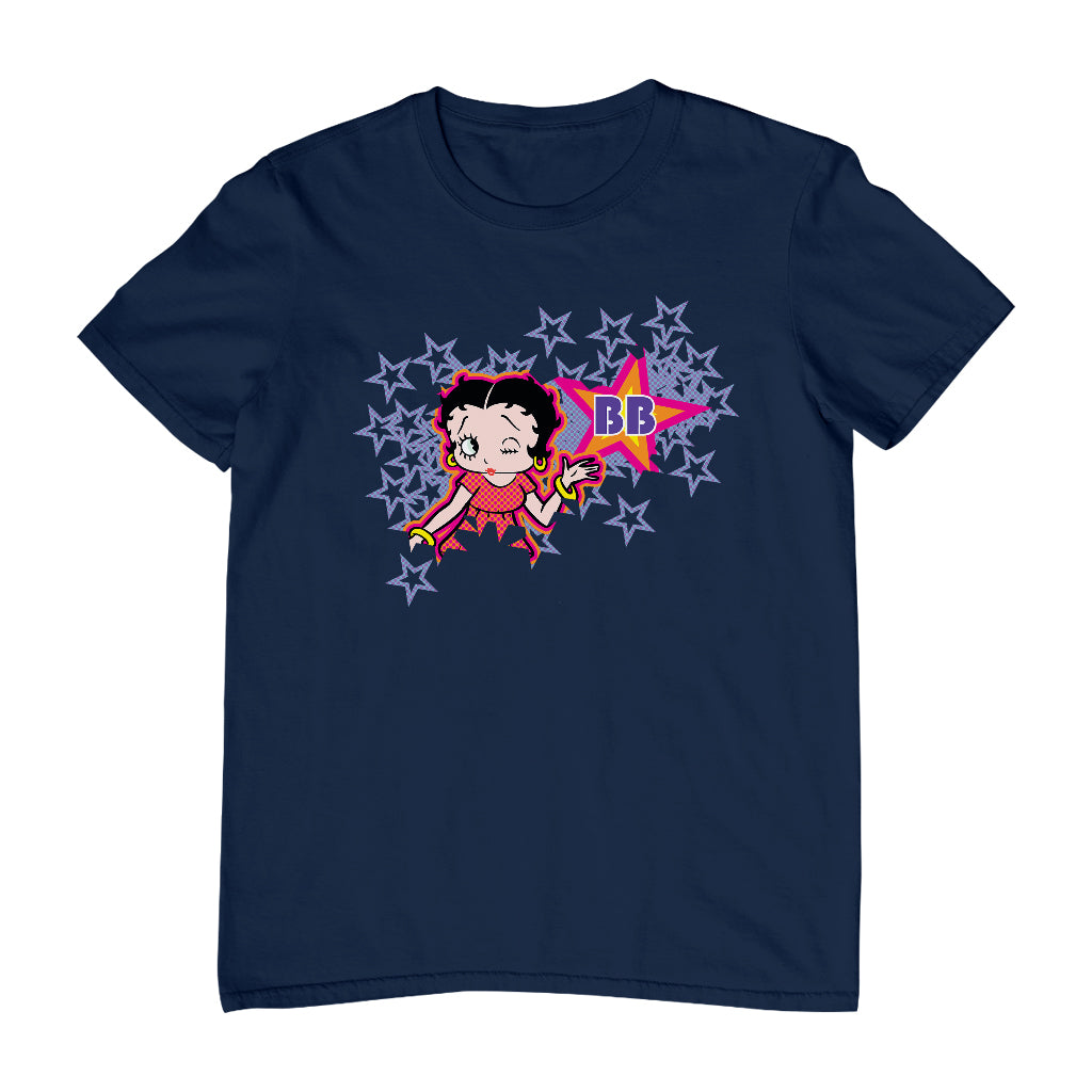 Betty Boop Purple Stars And Dots Men's T-Shirt