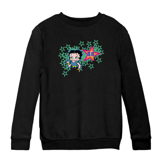 Betty Boop Green Stars With Dots Kids Sweatshirt