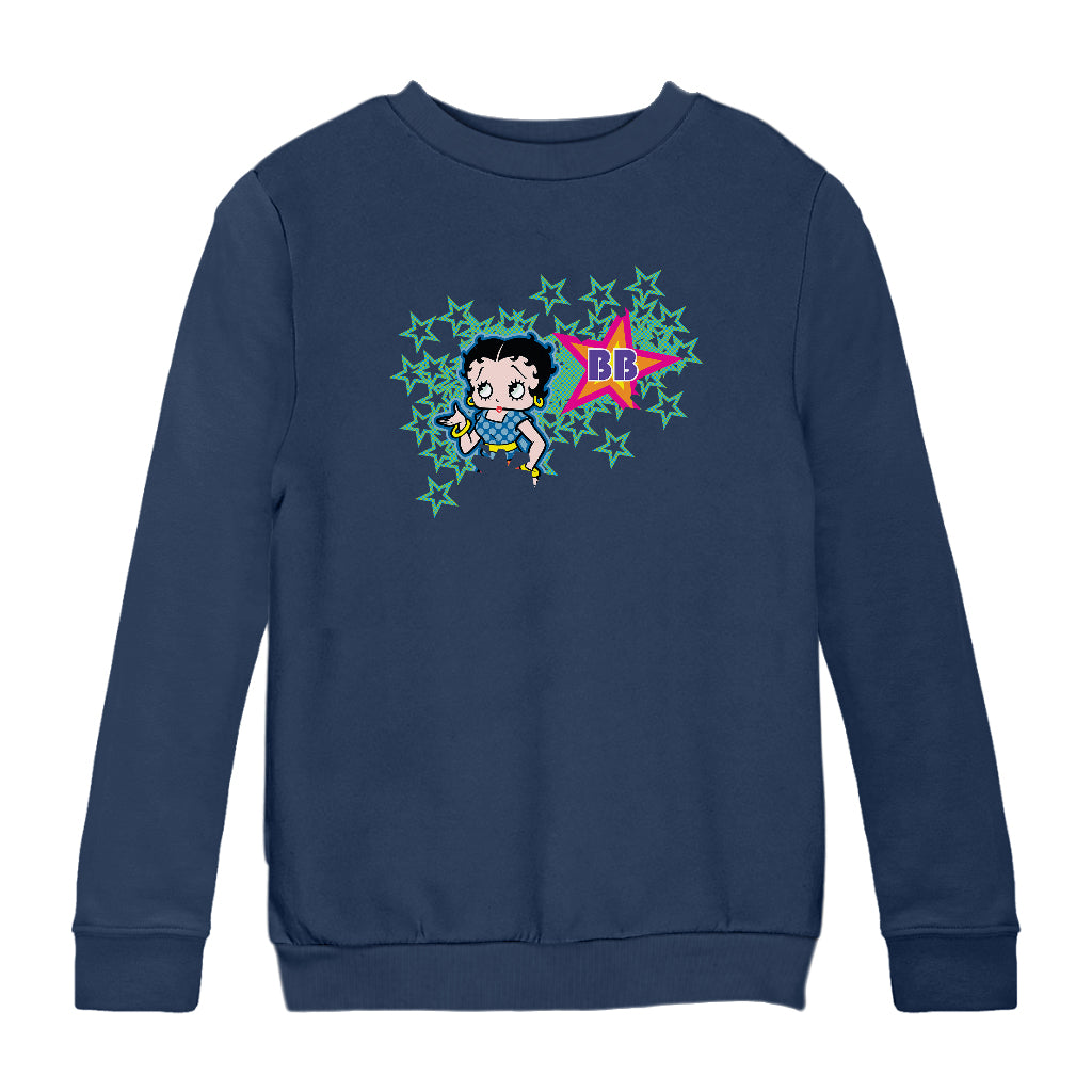 Betty Boop Green Stars With Dots Kids Sweatshirt