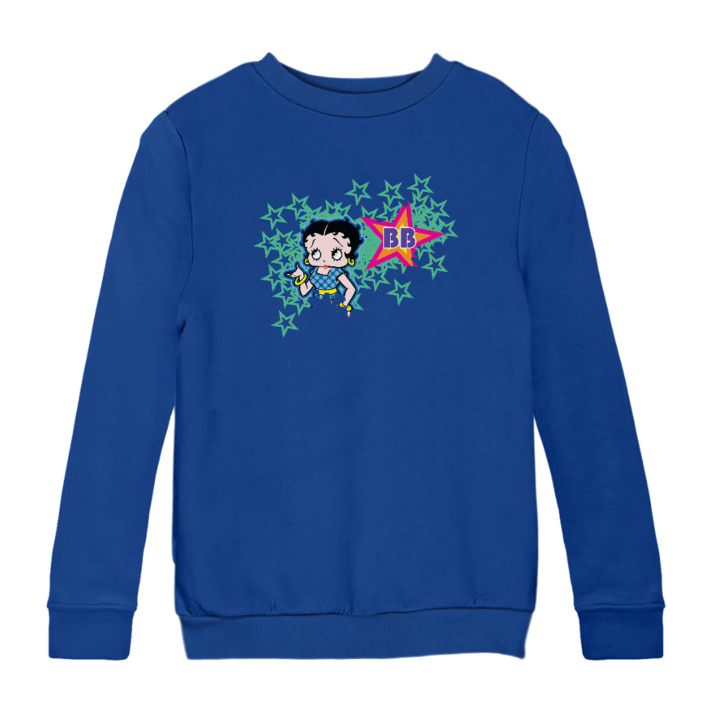 Betty Boop Green Stars With Dots Kids Sweatshirt