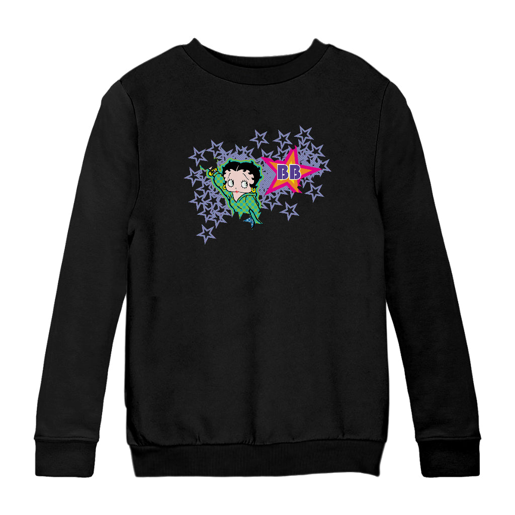 Betty Boop Green Top Purple Stars Kids Sweatshirt