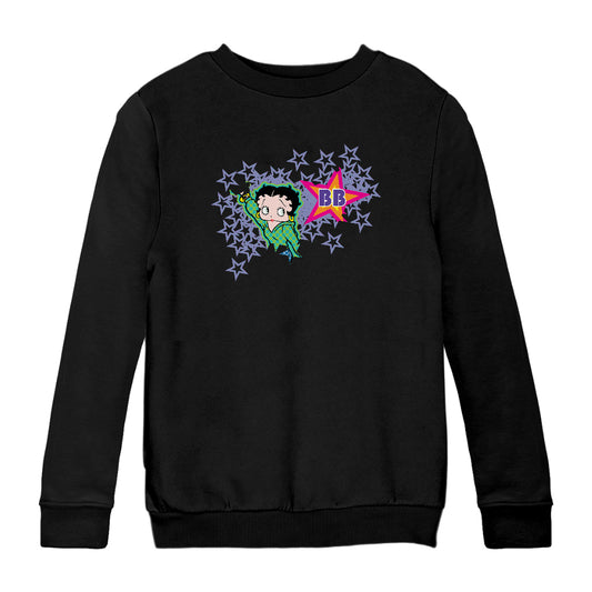 Betty Boop Green Top Purple Stars Kids Sweatshirt