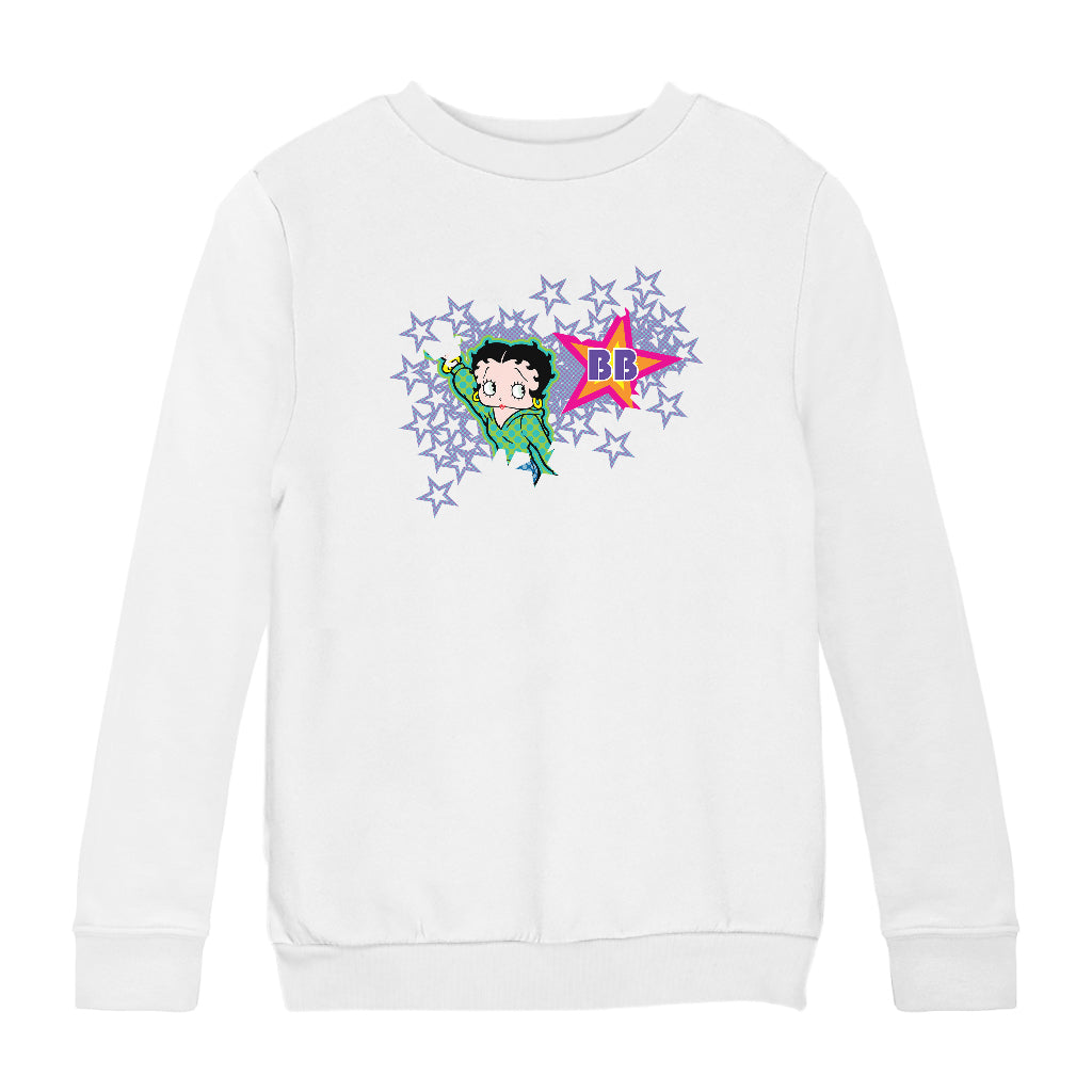 Betty Boop Green Top Purple Stars Kids Sweatshirt