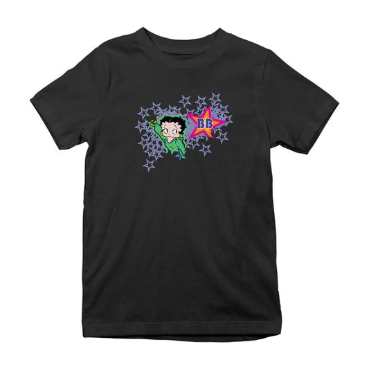Betty Boop Green Top Purple Stars Kids T-Shirt