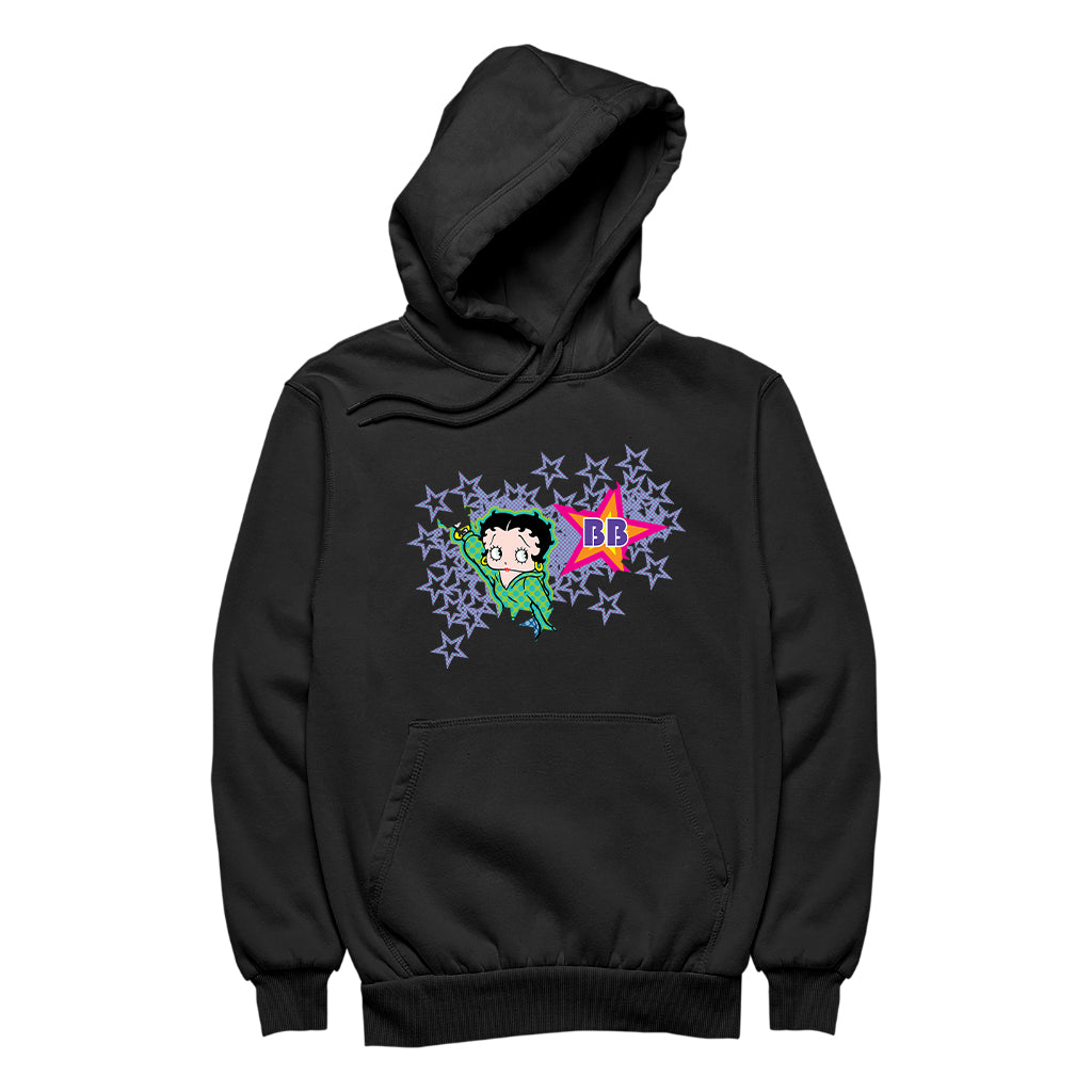 Betty Boop Green Top Purple Stars Men's Hooded Sweatshirt